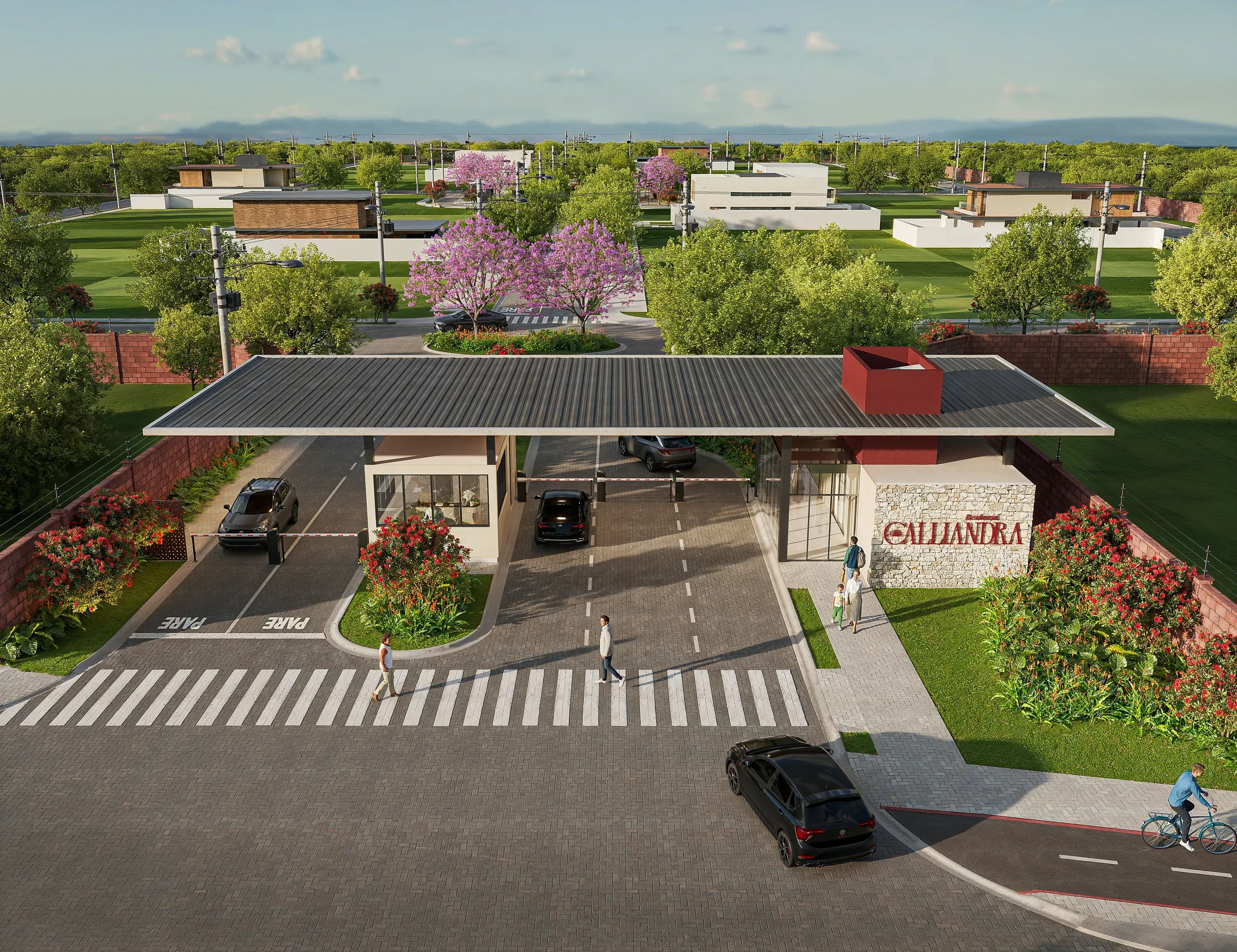 Render da portaria do Residencial Calliandra
